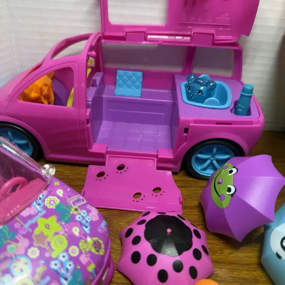 Huge LOT Polly Pocket Mixed Play Set Dolls Cars Furniture & Accessories